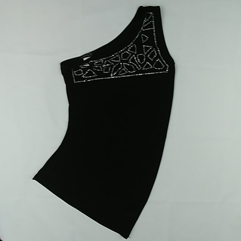 Venus Brand Black Asymmetrical One Shoulder Top M